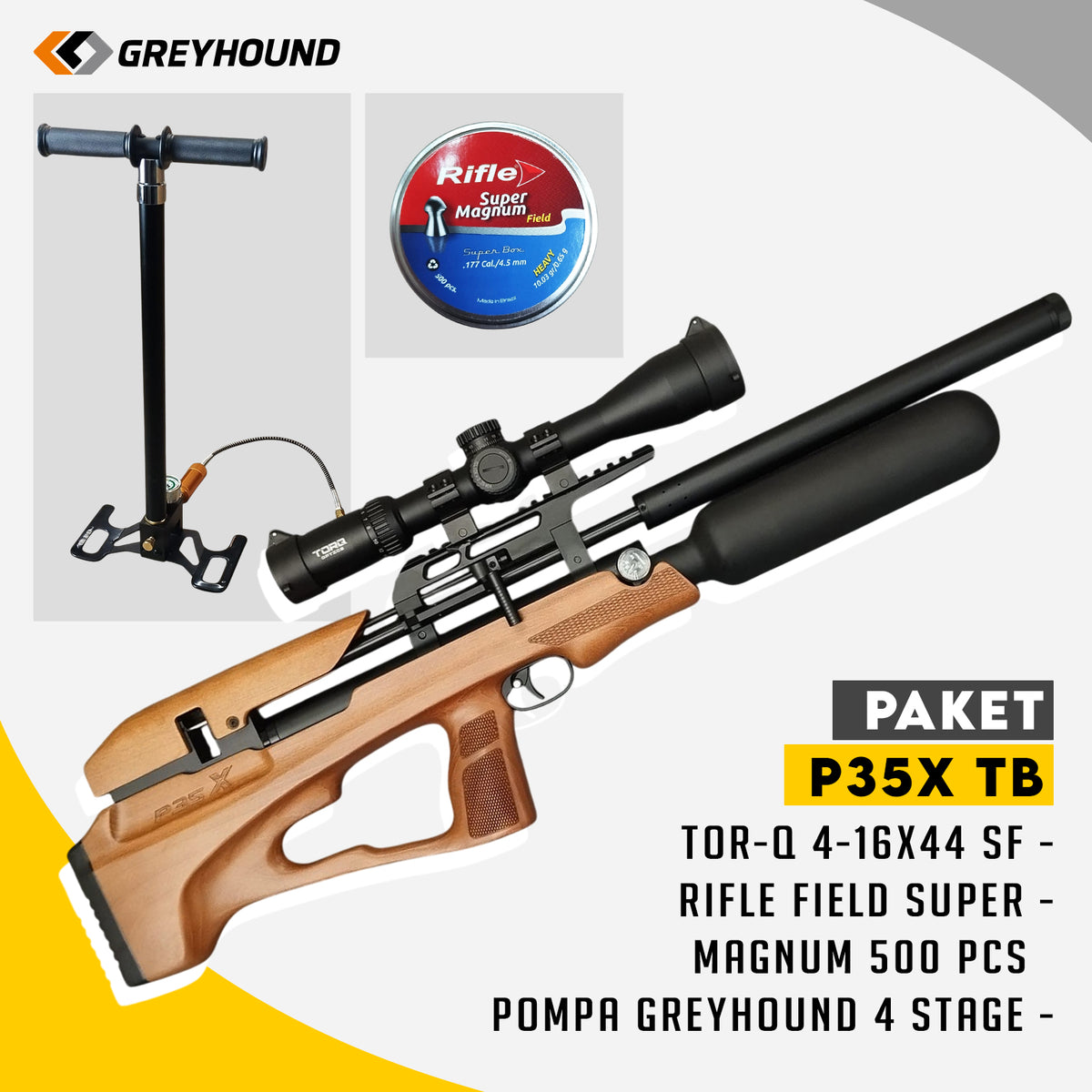 PAKET SENAPAN ANGIN GREYHOUND P35X-TB  BOTOL CARBON Gambar utama produk