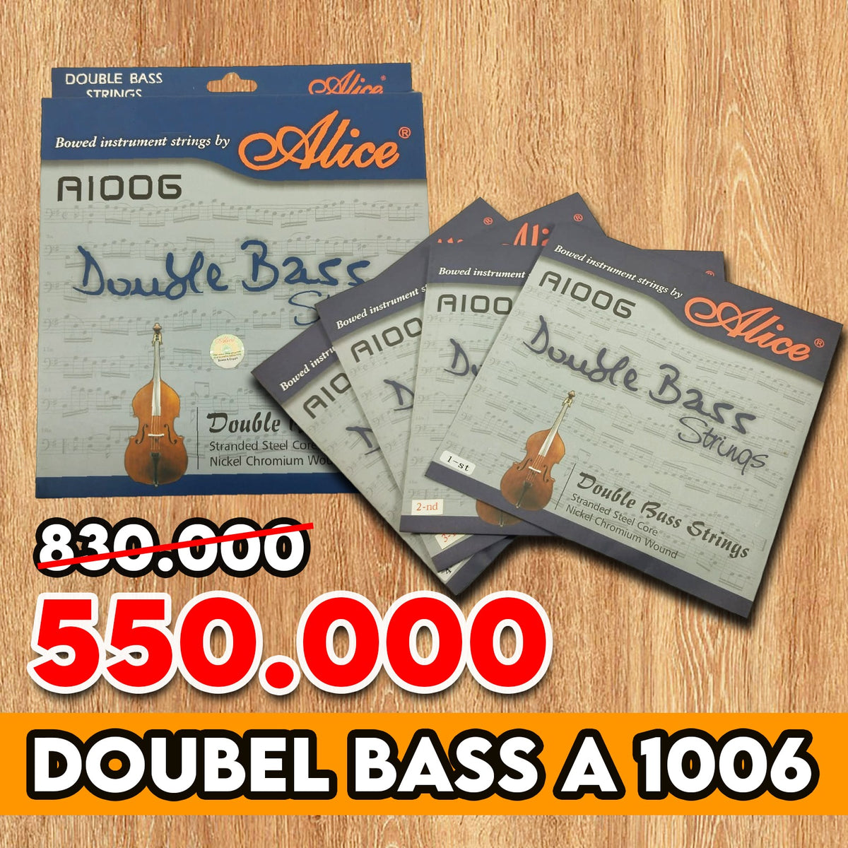 SENAR GITAR DOUBLE BASS ALICE A-100G ORIGINAL Gambar utama produk