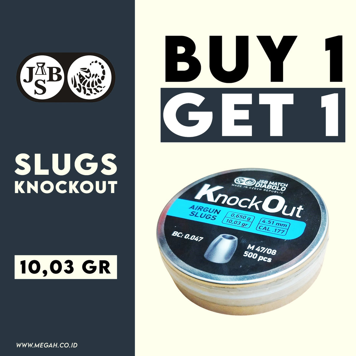 SLUG JSB KNOCK OUT 10,03gr BELI 1 GRATIS 1