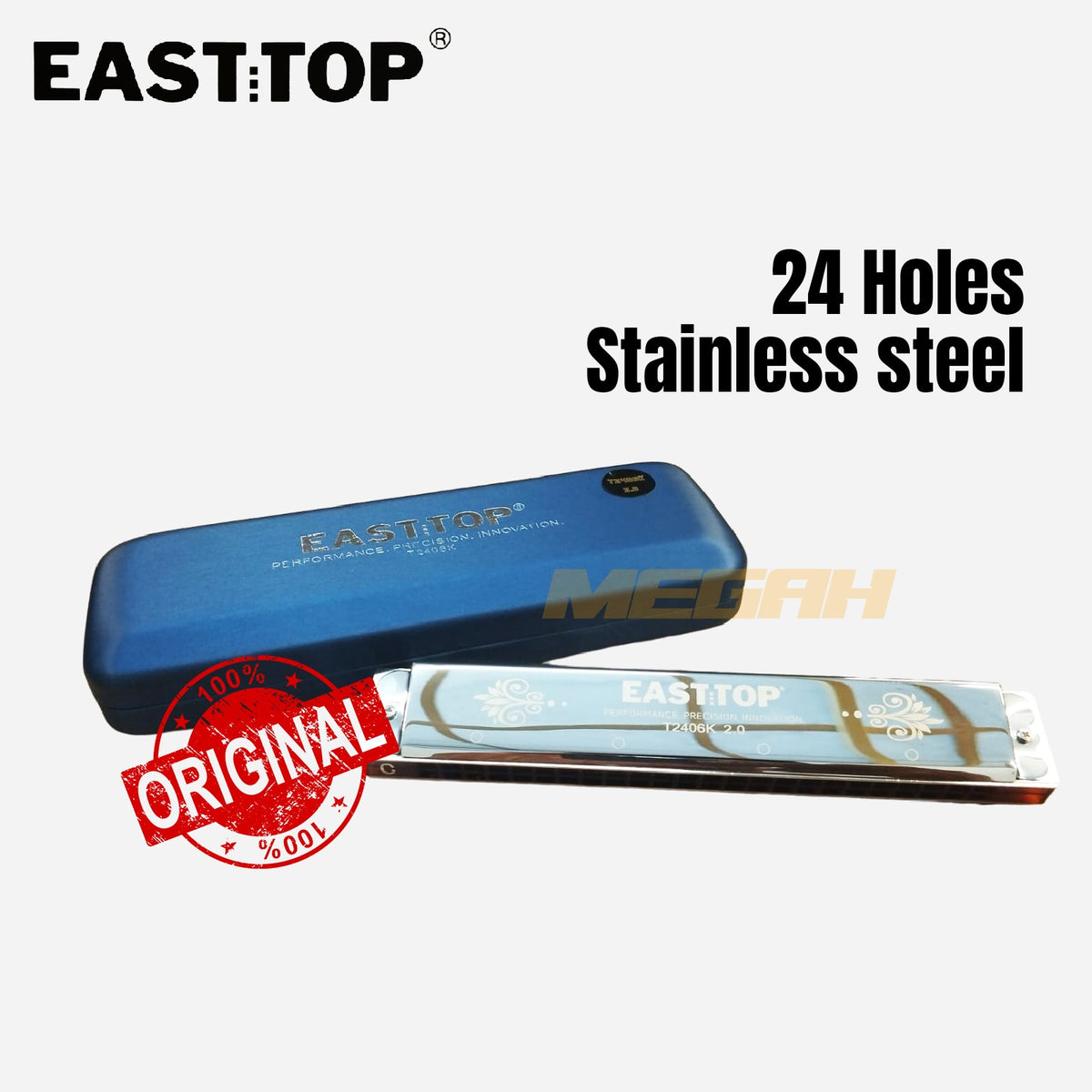 HARMONIKA EAST TOP TREMOLO 24 LUBANG Gambar utama produk