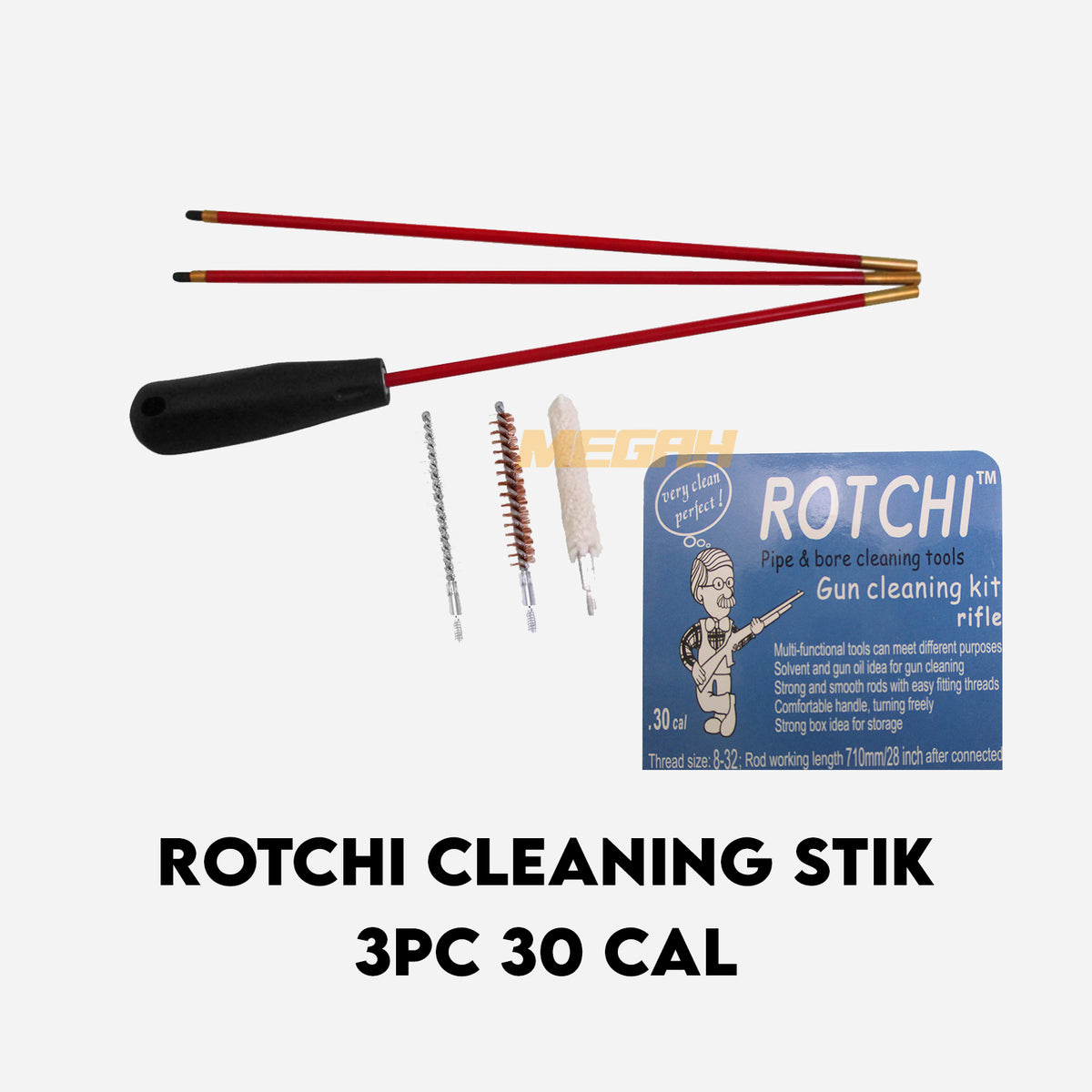 ROTCHI CLEANING STIK 3PC 30 CAL (AS595) Gambar utama produk