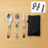 SENDOK GARPU PISAU LIPAT PORTABEL STAINLESS STEEL (LA148)