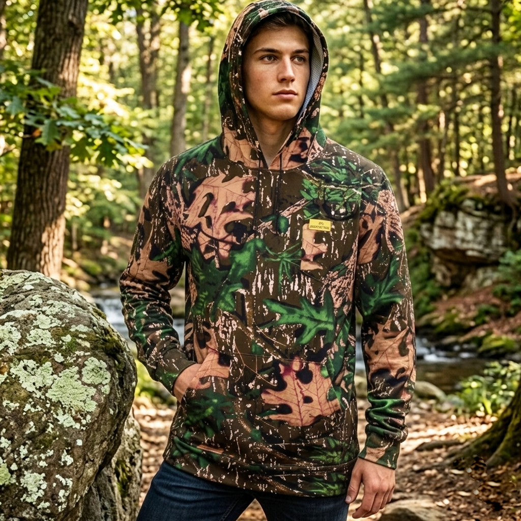 T-SHIRT GREYHOUND CAMO KATUN T. PANJANG TOPI (MOSSY OAK) - M L XL Gambar utama produk