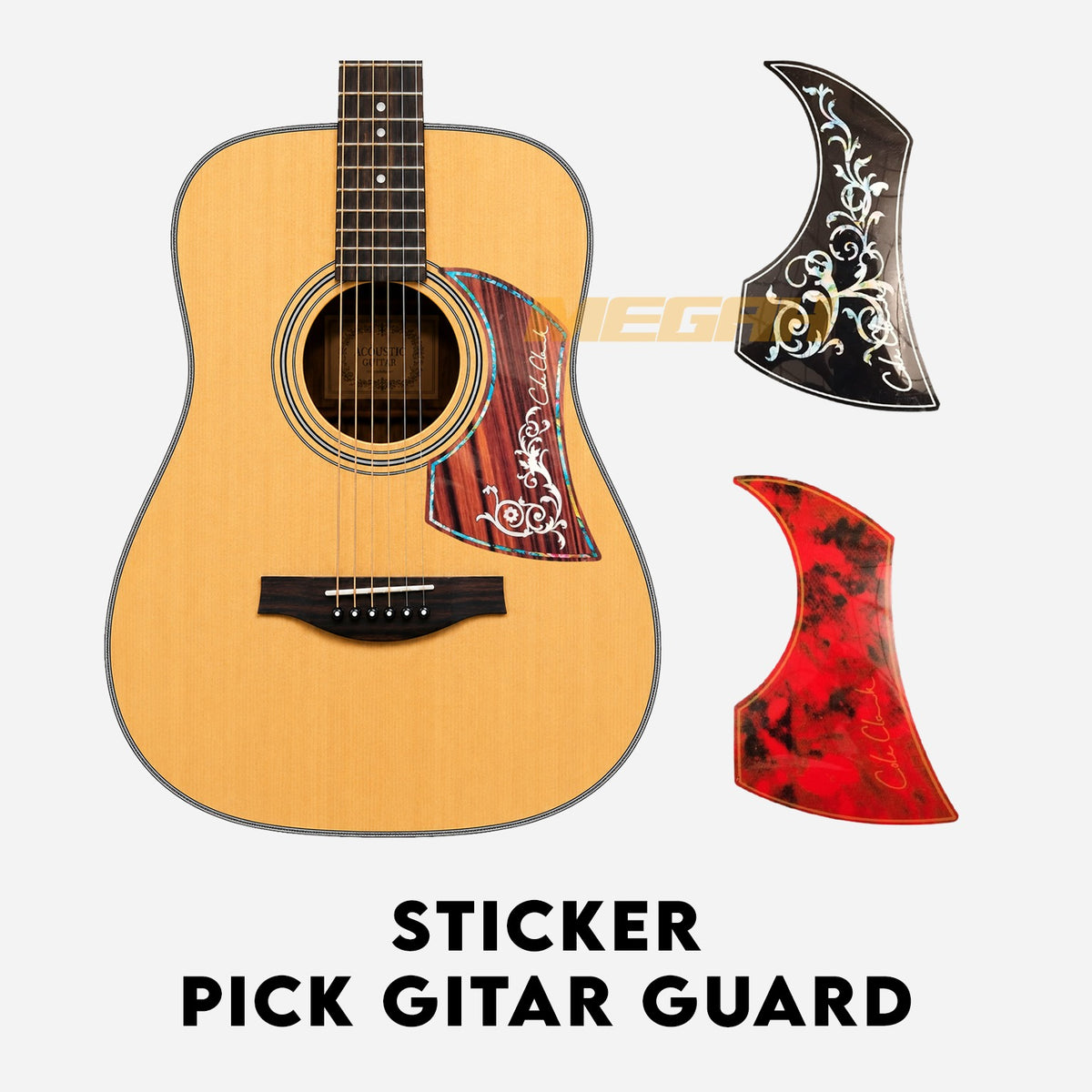 PICKGUARD GITAR AKUSTIK MODEL COLE CLARK (BESKEMER) Gambar utama produk