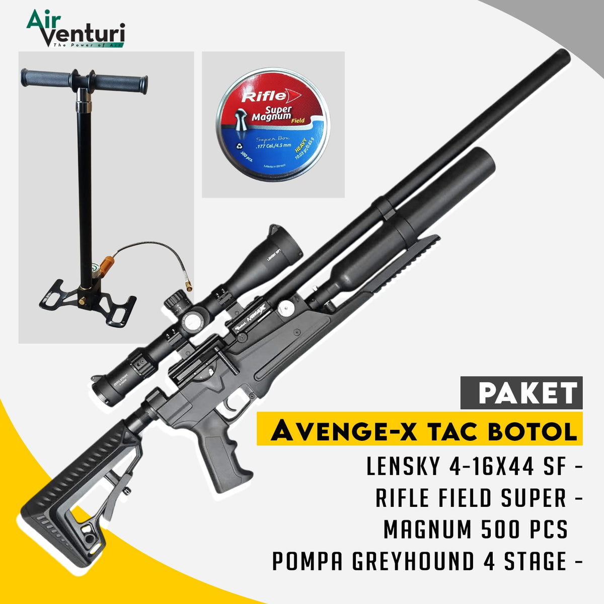 PAKET SENAPAN ANGIN AIR VENTURI AVENGE-X TACTICAL BOTOL Gambar utama produk