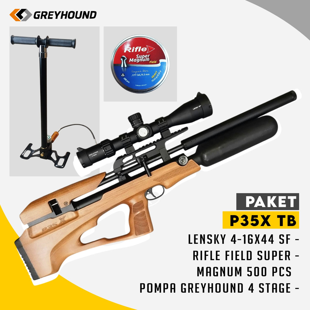 PAKET SENAPAN ANGIN GREYHOUND P35X-TB  BOTOL CARBON Gambar utama produk