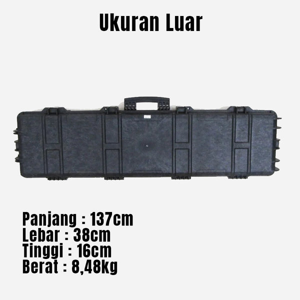 GUN CASE HARDCASE / BOX SENAPAN + RODA 138X38X17CM FIBER GLASS