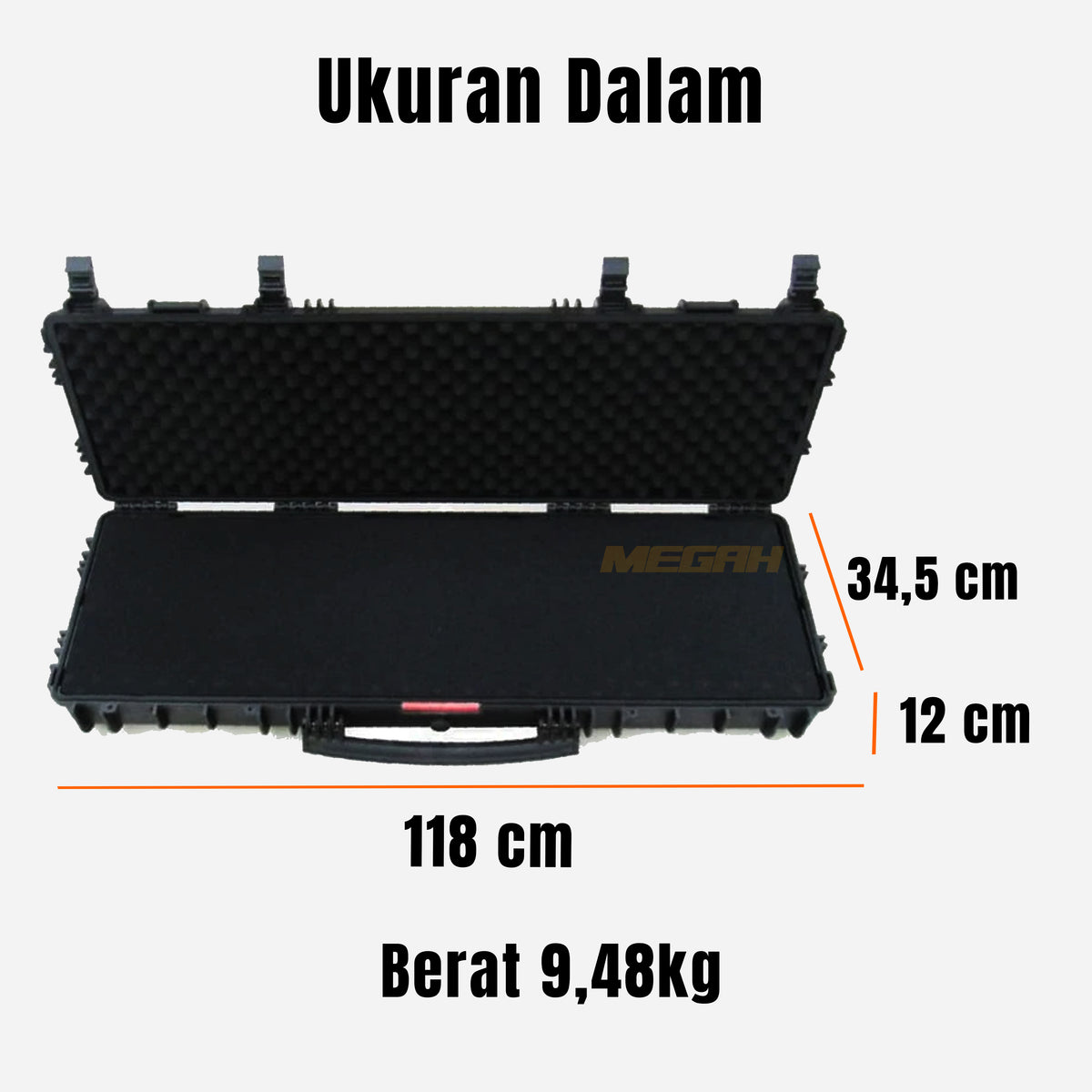 HARDCASE / BOX SENAPAN + RODA 120X42X17CM FIBER GLASS Gambar utama produk