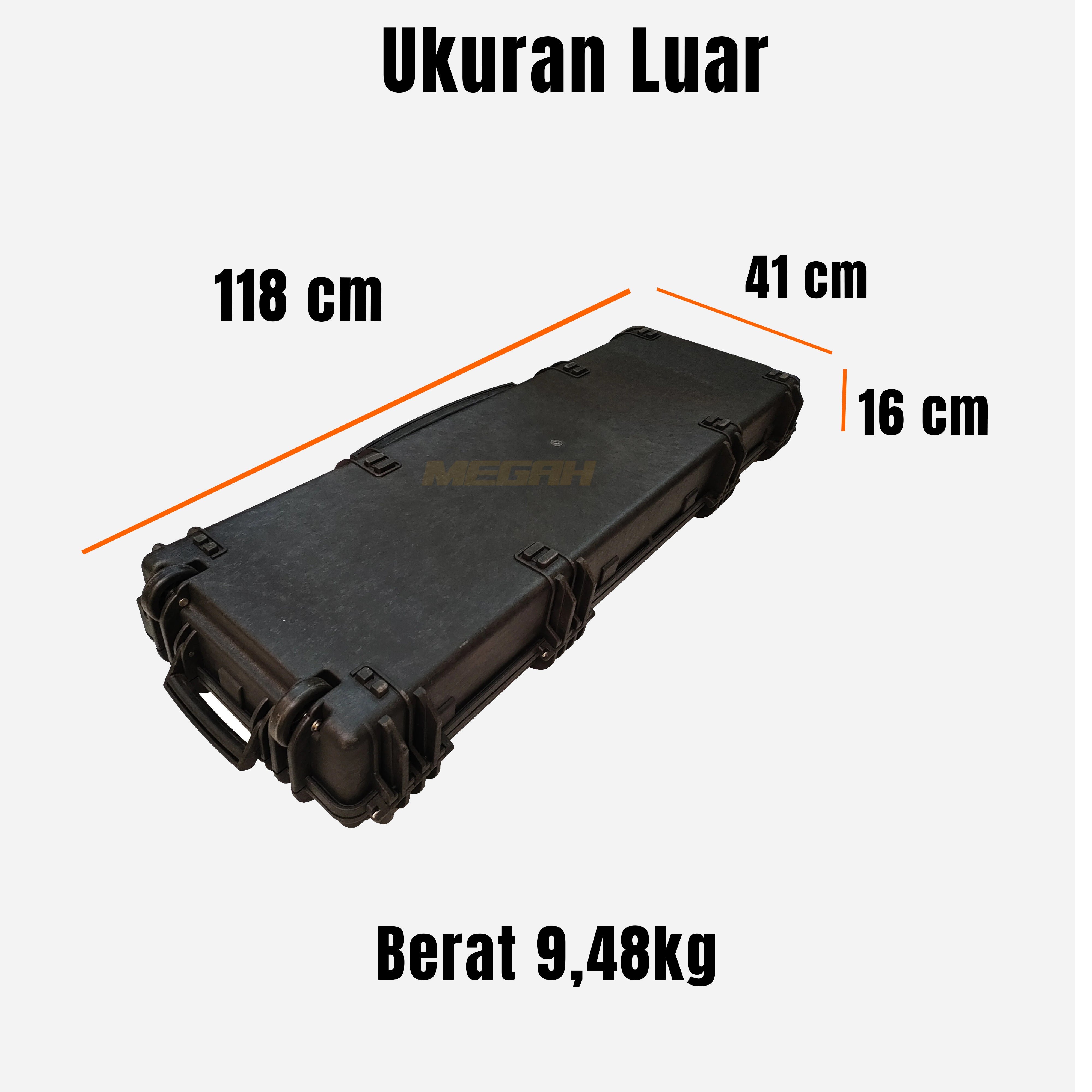 HARDCASE / BOX SENAPAN + RODA 120X42X17CM FIBER GLASS Gambar sekunder produk