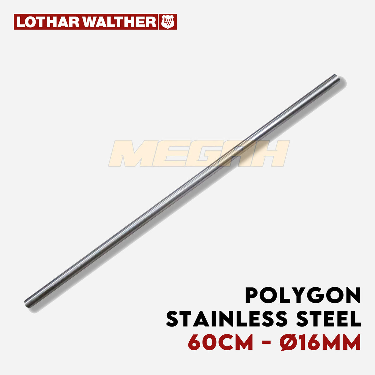 LARAS LOTHAR WALTHER POLYGON STAINLESS STEEL 60CM - Ø16MM Gambar utama produk