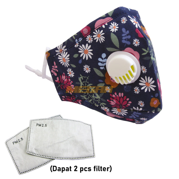 MASKER VENTILATOR 100% KATUN DENGAN 2 PCS FILTER IMPORT (LA010) - Megah Sport