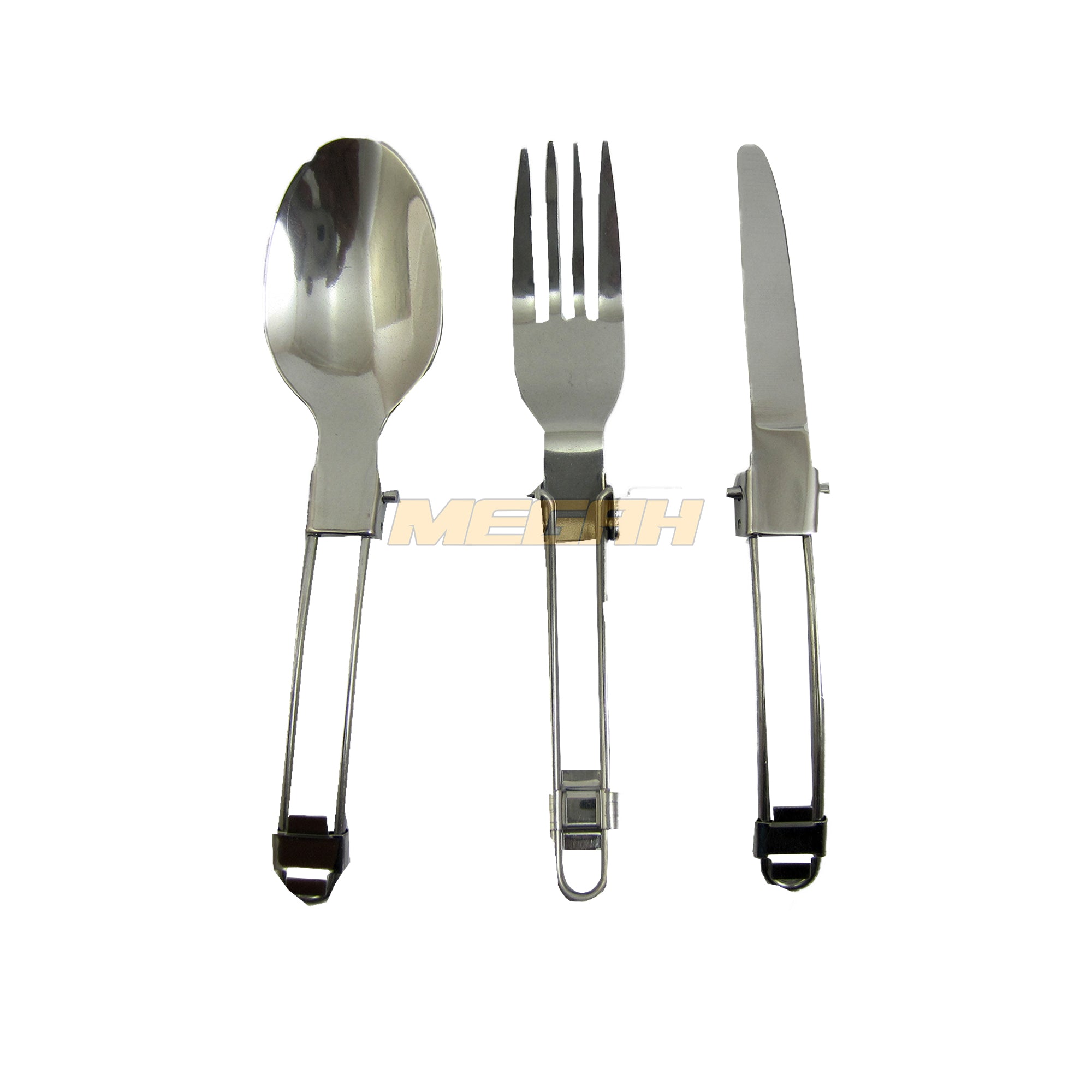 SENDOK GARPU PISAU LIPAT PORTABEL STAINLESS STEEL (LA148) - Megah Sport
