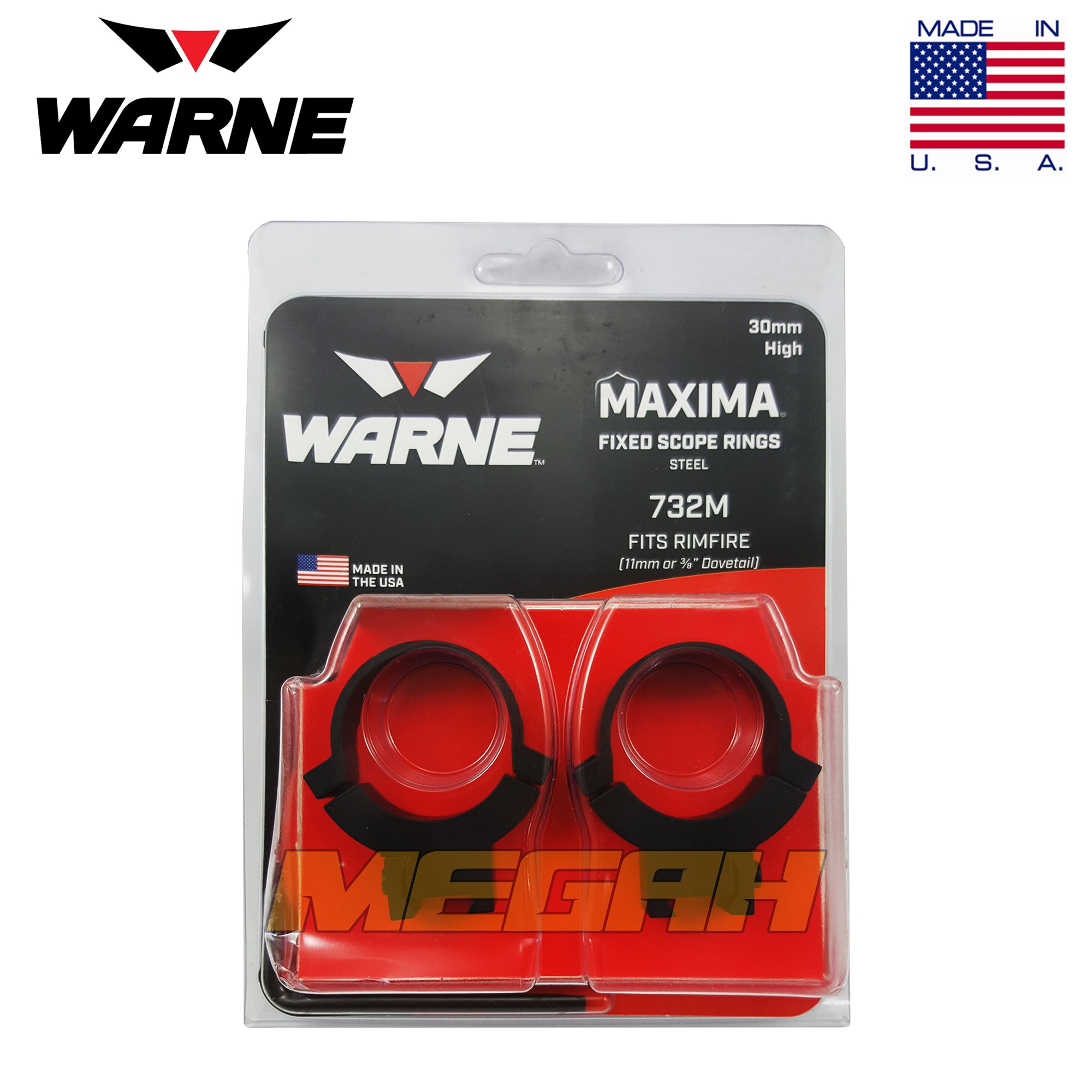 WARNE MAXIMA RING MOUNT USA Ø30 REL ANGIN - HIGH (MT735) - Megah Sport