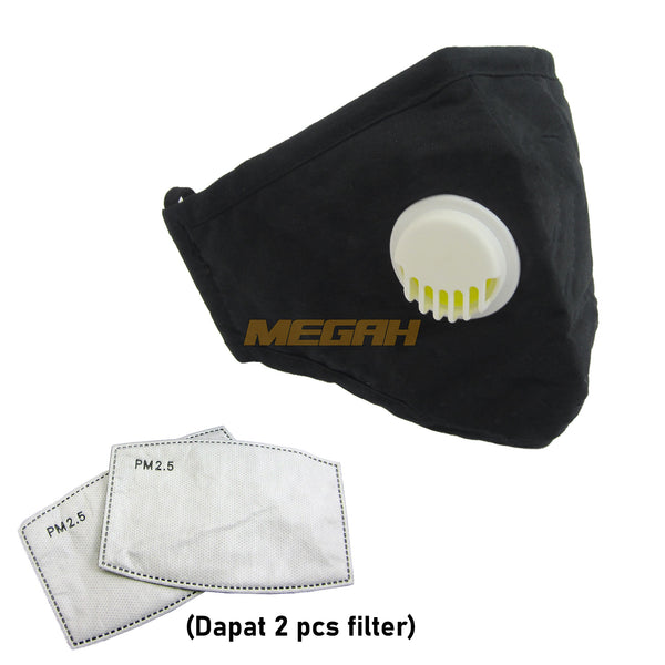 MASKER VENTILATOR 100% KATUN DENGAN 2 PCS FILTER IMPORT (LA010) - Megah Sport