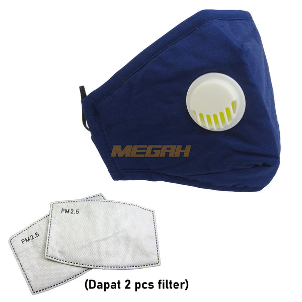 MASKER VENTILATOR 100% KATUN DENGAN 2 PCS FILTER IMPORT (LA010) - Megah Sport