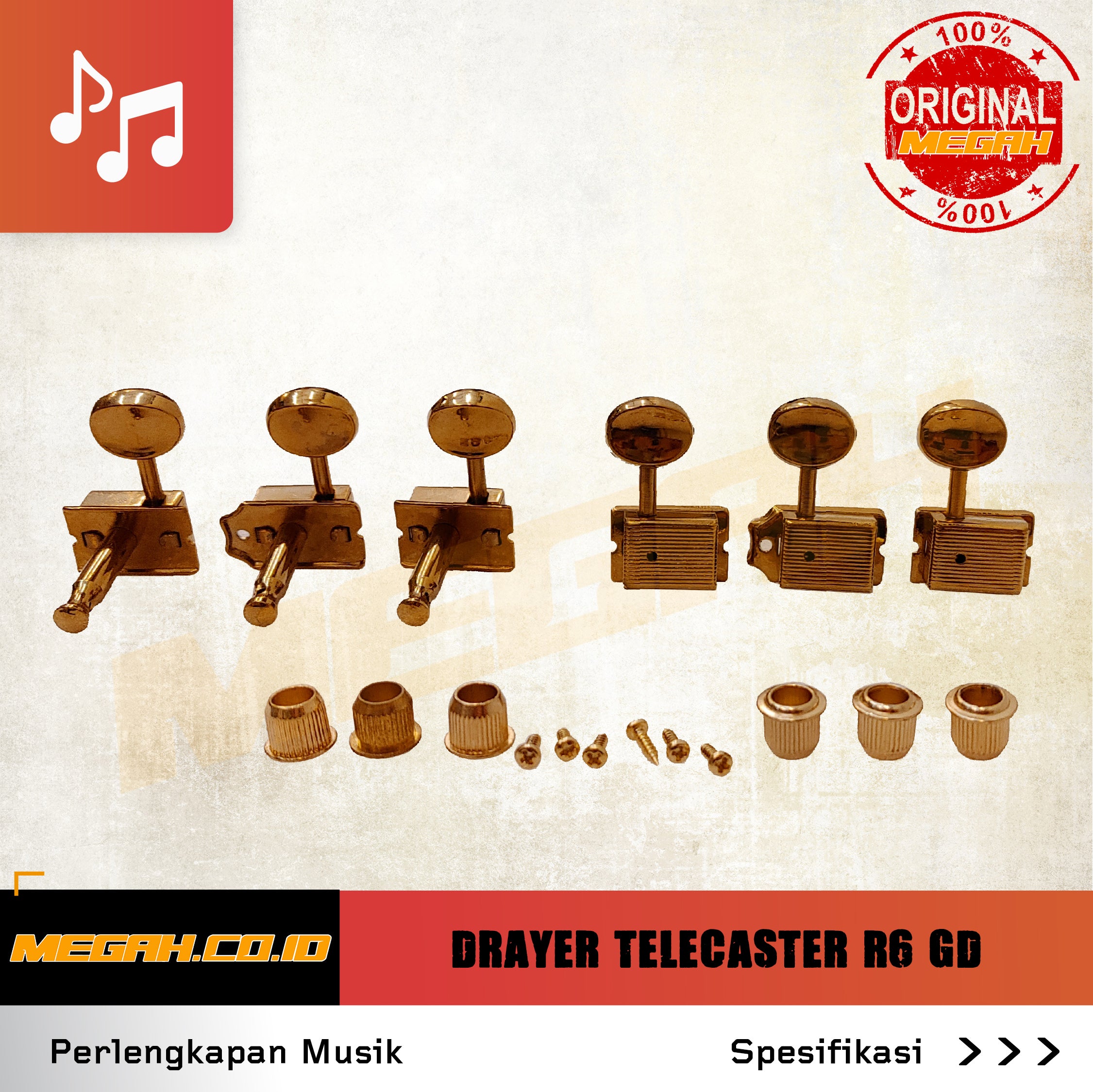 DRYER GITAR TELECASTER R6 GD (AG603) Gambar sekunder produk