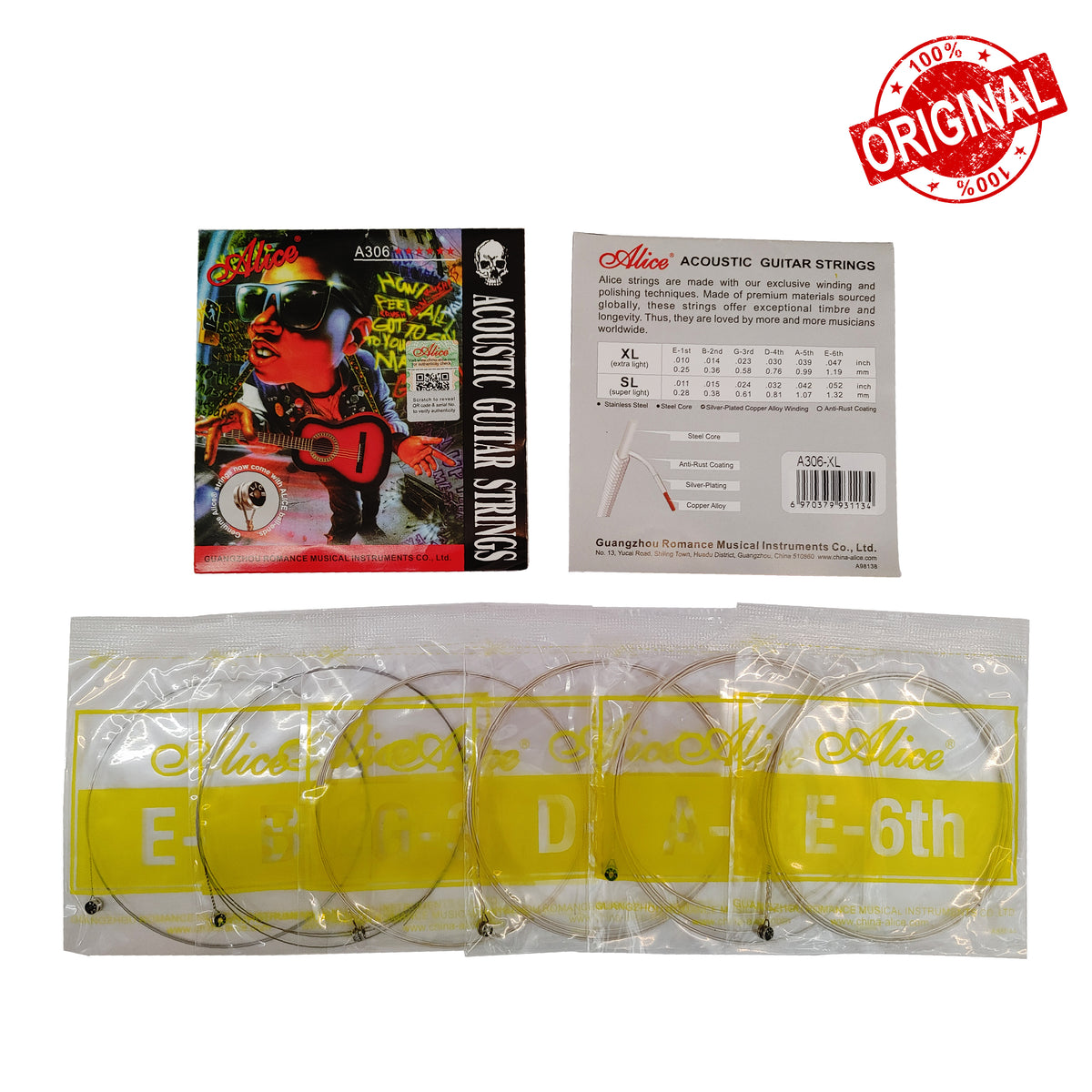 SENAR GITAR ACCOUSTIC ALICE 306P-SL - 0.11 (SG190) Gambar utama produk