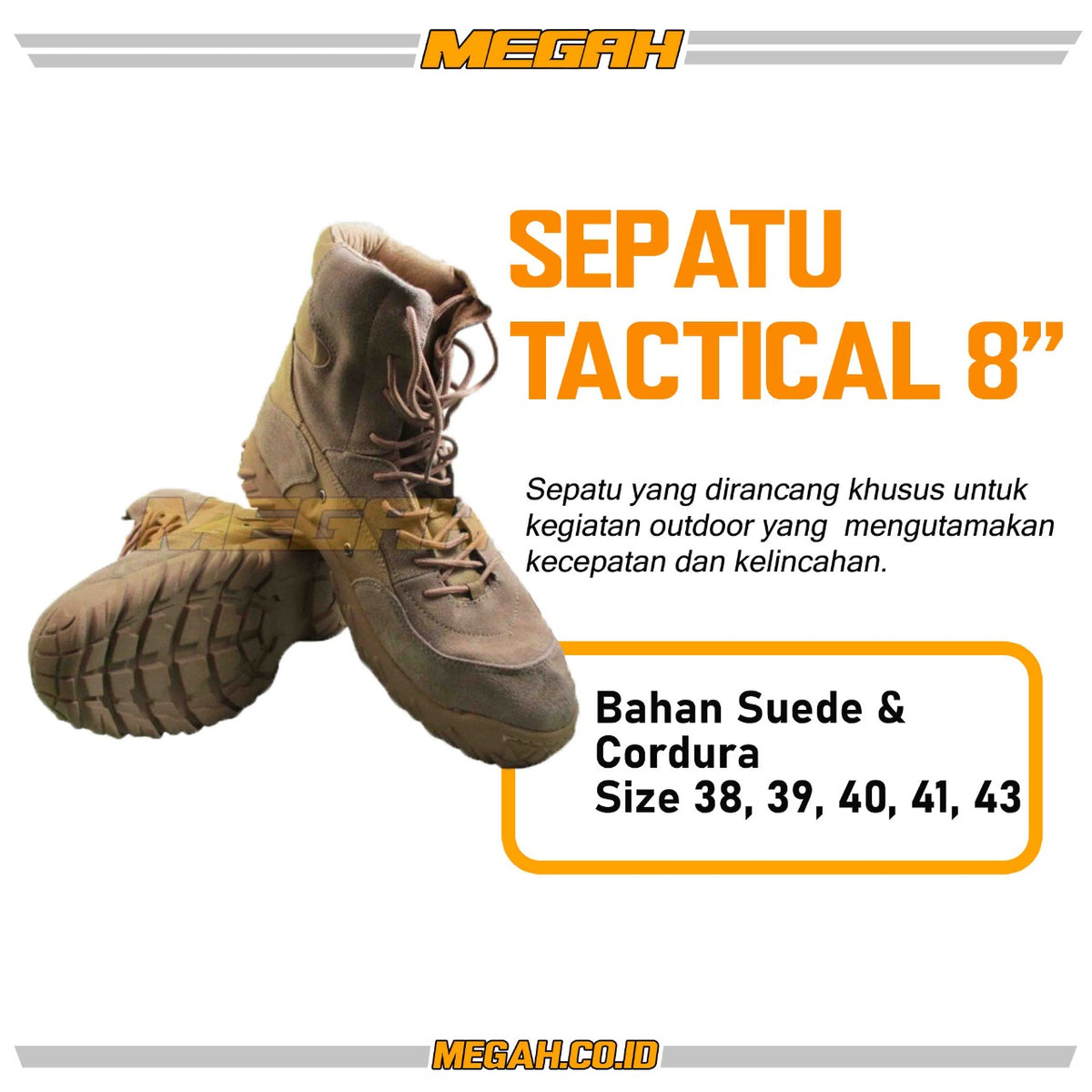 SEPATU TACTICAL LF SI 8" DESERT TAN (SS138)