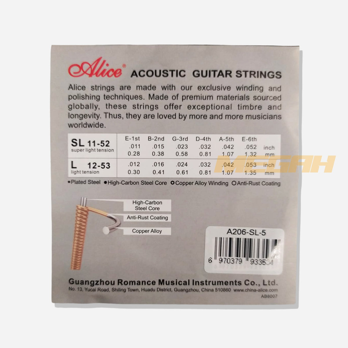 SENAR GITAR AKUSTIK ALICE ORIGINAL NO 4-6 A206