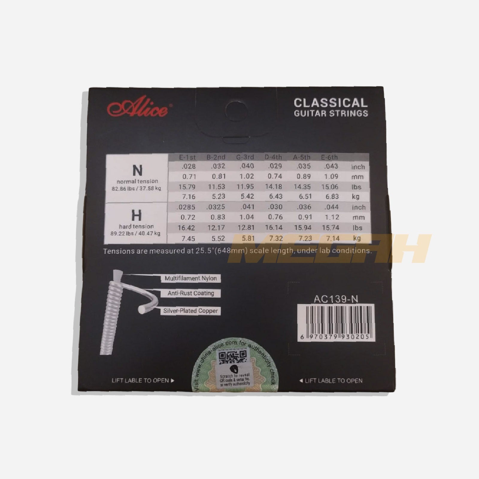 SENAR GITAR CLASSIC ALICE AC139-N - TITANIUM NYLON